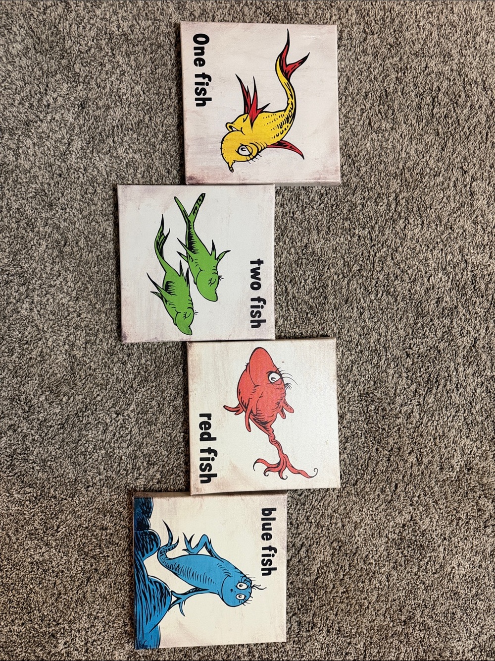 Dr. Seuss One Two Red Blue Green Fish Wall Art Set